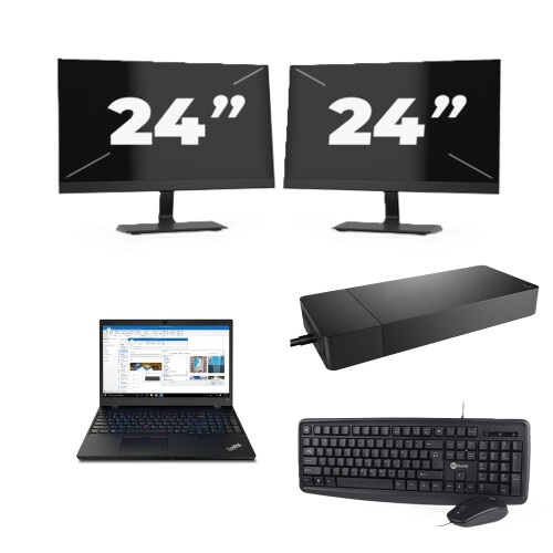 Lenovo Thinkpad T15p - Intel Core i7-10e Generatie - 15 inch - 8GB RAM - 256GB SSD - Windows 11 Home + 2x 24 inch Monitor Tweedehands