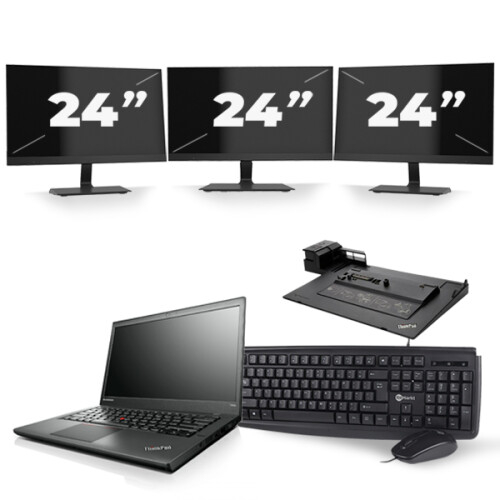 Lenovo ThinkPad T440s - Intel Core i5-4e Generatie - 14 inch - 8GB RAM - 256GB SSD - Windows 11 + 3x 24 inch Monitor Tweedehands