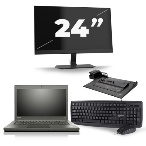 Lenovo ThinkPad T450 - Intel Core i5-5e Generatie - 14 inch - 8GB RAM - 256GB SSD - Windows 11 + 1x 24 inch Monitor Tweedehands