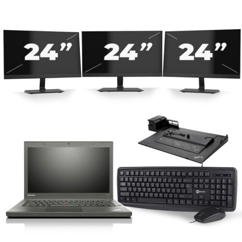 Lenovo ThinkPad T450 - Intel Core i5-5e Generatie - 14 inch - 8GB RAM - 256GB SSD - Windows 11 + 3x 24 inch Monitor Tweedehands