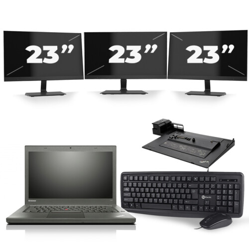 Lenovo ThinkPad T450 - Intel Core i5-5e Generatie - 14 inch - 8GB RAM - 256GB SSD - Windows 11 + 3x 23 inch Monitor Tweedehands