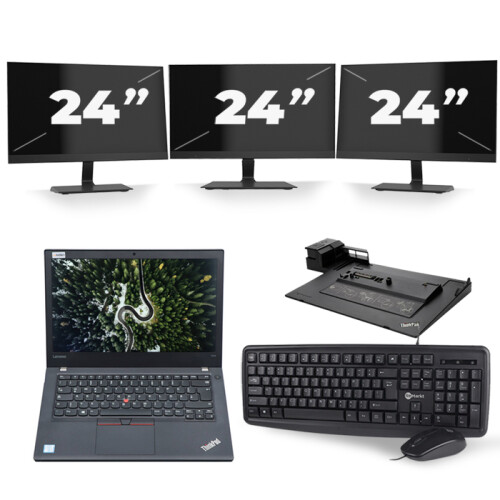 Lenovo ThinkPad T470 - Intel Core i5-7e Generatie - 14 inch - 8GB RAM - 256GB SSD - Windows 11 + 3x 24 inch Monitor Tweedehands