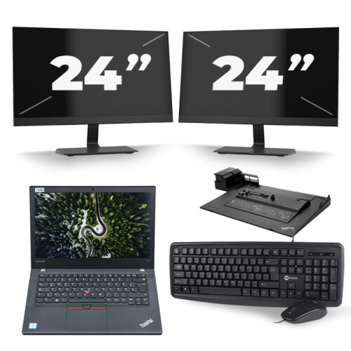 Lenovo ThinkPad T470 - Intel Core i5-7e Generatie - 14 inch - 8GB RAM - 256GB SSD - Windows 11 + 2x 24 inch Monitor Tweedehands