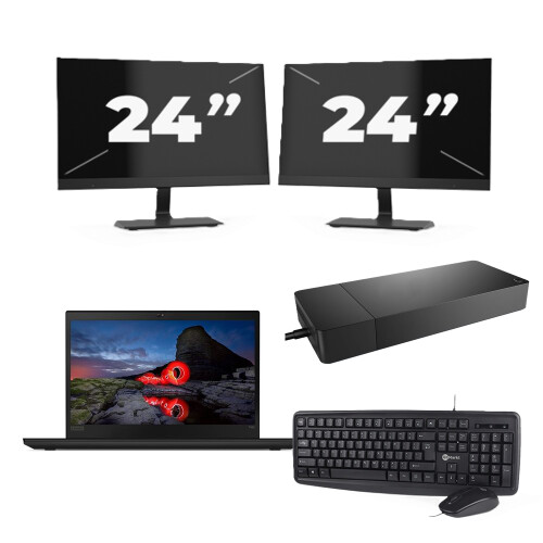 Lenovo ThinkPad T495 - AMD Ryzen 5 PRO 3500U - 14 inch - 16GB RAM - 256GB SSD - Windows 11 Home + 2x 24 inch Monitor Tweedehands