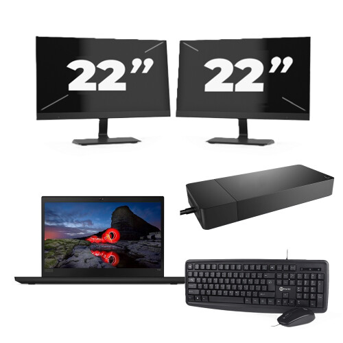 Lenovo ThinkPad T495 - AMD Ryzen 5 PRO 3500U - 14 inch - 16GB RAM - 256GB SSD - Windows 11 Home + 2x 22 inch Monitor Tweedehands