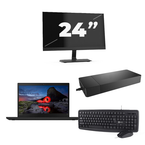 Lenovo ThinkPad T495 - AMD Ryzen 5 PRO 3500U - 14 inch - 16GB RAM - 256GB SSD - Windows 11 Home + 1x 24 inch Monitor Tweedehands