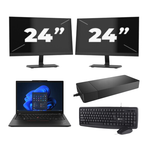 Lenovo ThinkPad X13 - AMD Ryzen 3 PRO 4450U - 13 inch - 8GB RAM - 256GB SSD - Windows 11 Home + 2x 24 inch Monitor Tweedehands