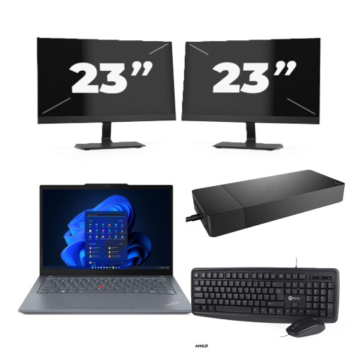 Lenovo ThinkPad X13 - AMD Ryzen 3 PRO 4450U - 13 inch - 8GB RAM - 256GB SSD - Windows 11 Home + 2x 23 inch Monitor Tweedehands