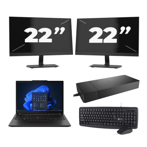 Lenovo ThinkPad X13 - AMD Ryzen 3 PRO 4450U - 13 inch - 8GB RAM - 256GB SSD - Windows 11 Home + 2x 22 inch Monitor Tweedehands