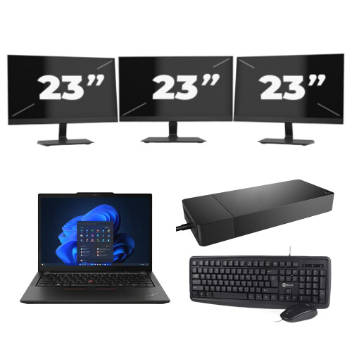 Lenovo Thinkpad X13 - AMD Ryzen 5 PRO 4650U - 13 inch - 16GB RAM - 256GB SSD - Windows 10 + 3x 23 inch Monitor Tweedehands