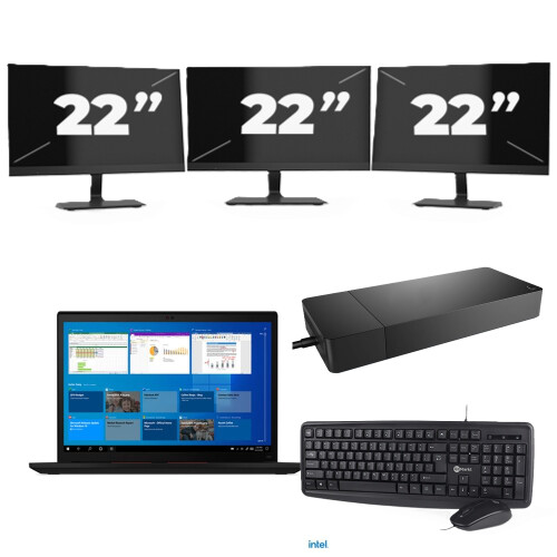 Lenovo Thinkpad X13 Gen 2 - Intel Core i5-11e Generatie - 13 inch - 16GB RAM - 256GB SSD - Windows 11 + 3x 22 inch Monitor Tweedehands