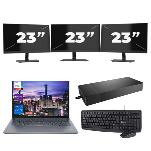 Lenovo ThinkPad X13 Gen 2 - Intel Core i5-11e Generatie - 13 inch - 8GB RAM - 256GB SSD - Windows 11 Home + 3x 23 inch Monitor Tweedehands
