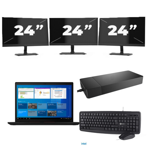 Lenovo ThinkPad X13 Gen 2 - Intel Core i5-11e Generatie - 13 inch - 8GB RAM - 256GB SSD - Windows 11 Home + 3x 24 inch Monitor Tweedehands