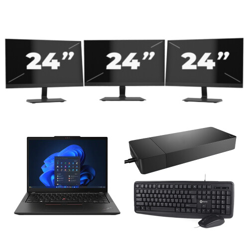 Lenovo Thinkpad X13 - Intel Core i5-10e Generatie - 13 inch - 16GB RAM - 256GB SSD - Windows 11 + 3x 24 inch Monitor Tweedehands