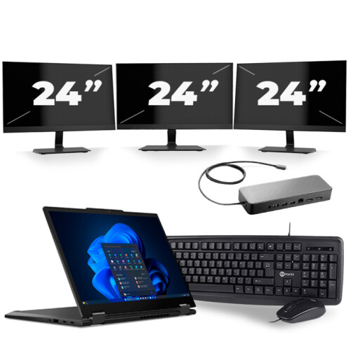 Lenovo ThinkPad X13 - Intel Core i5-10e Generatie - 13 inch - 8GB RAM - 256GB SSD - Windows 11 + 3x 24 inch Monitor Tweedehands