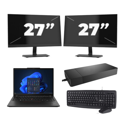 Lenovo ThinkPad X13 - Intel Core i5-10e Generatie - 13 inch - 8GB RAM - 256GB SSD - Windows 11 Home + 2x 27 inch Monitor Tweedehands