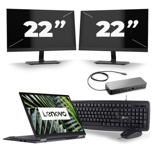 Lenovo ThinkPad X13 Yoga G1 - Intel Core i5-10e Generatie - 13 inch - 16GB RAM - 256GB SSD - Windows 11 Home + 2x 22 inch Monitor Tweedehands