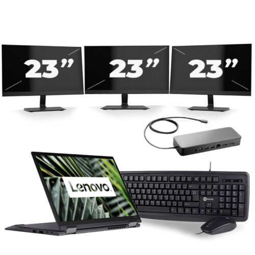 Lenovo ThinkPad X13 Yoga G1 - Intel Core i7-10e Generatie - 13 inch - 16GB RAM - 256GB SSD - Windows 11 Home + 3x 23 inch Monitor Tweedehands
