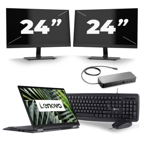 Lenovo ThinkPad X13 Yoga G1 - Intel Core i7-10e Generatie - 13 inch - Touch - 16GB RAM - 256GB SSD - Windows 11 Home + 2x 24 inch Monitor Tweedehands