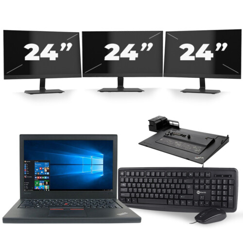 Lenovo ThinkPad X260 - Intel Core i5-6e Generatie - 12 inch - 8GB RAM - 256GB SSD - Windows 11 + 3x 24 inch Monitor Tweedehands