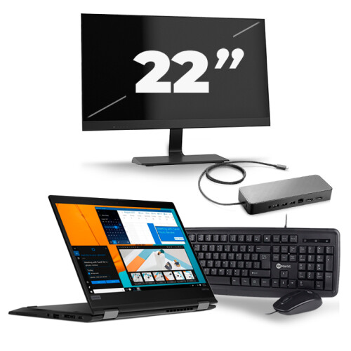 Lenovo ThinkPad X390 - Intel Core i5-8e Generatie - 13 inch - 8GB RAM - 256GB SSD - Windows 11 + 1x 22 inch Monitor Tweedehands
