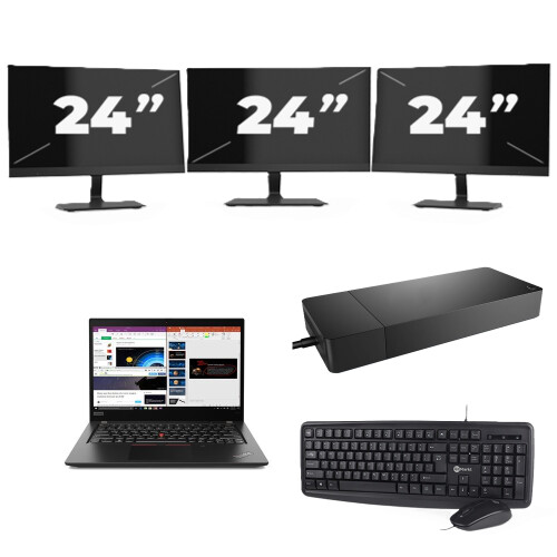 Lenovo ThinkPad X395 - AMD Ryzen 7 PRO 3700U - 13 inch - 16GB RAM - 256GB SSD - Windows 11 Home + 3x 24 inch Monitor Tweedehands