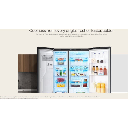 LG GSLC40PYPE - Amerikaanse koelkast - 641L met water- en ijsdispenser - glanzende prime zilver Tweedehands