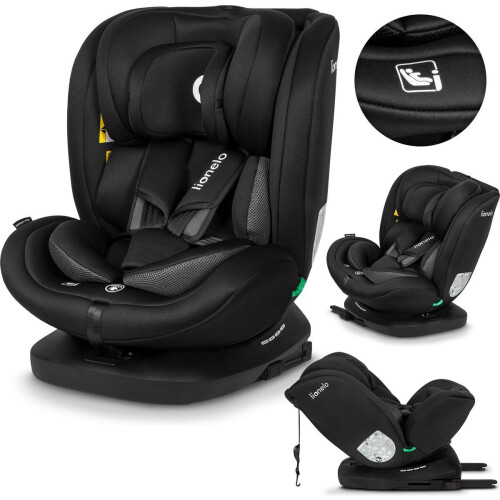 Lionelo Bastiaan - i-Size Autostoeltje 4in1 - 360° Draaibaar - ISOFIX&Top Tether - Groep 0-1-2-3 (40-150 cm) - SideProtect - Memory Foam Hoofdsteun - RWF&FWF - Verstelbare Hoofdsteun&Rugleuning - DriSeat Luchtcirculatie - Zwart
