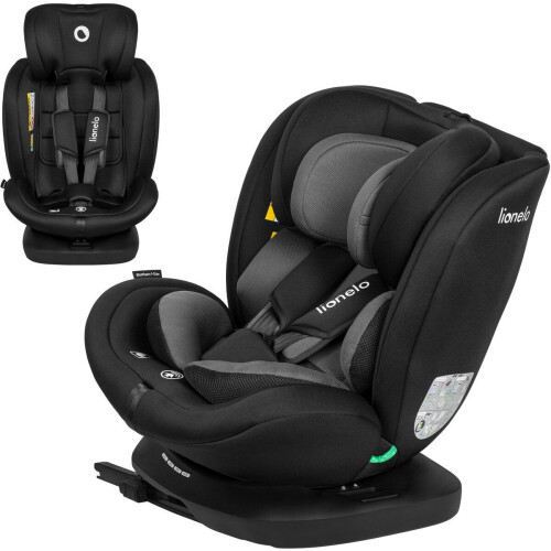 Lionelo Bastiaan - i-Size Autostoeltje 4in1 - 360° Draaibaar - ISOFIX&Top Tether - Groep 0-1-2-3 (40-150 cm) - SideProtect - Memory Foam Hoofdsteun - RWF&FWF - Verstelbare Hoofdsteun&Rugleuning - DriSeat Luchtcirculatie - Zwart / Grijs Tweedehands