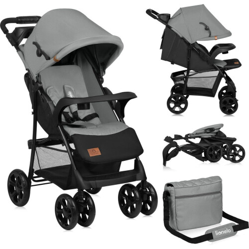 Lionelo Emma Plus - Buggy - Lichte en Duurzame Kinderwagen - 5-Punts Gordel - Rugleuningverstelling tot Ligpositie - Verlengd Luifel met Venster - Grote Mand - Praktische Tas en Organizer - Schokdempers - Geschikt voor Kinderen tot 15 kg