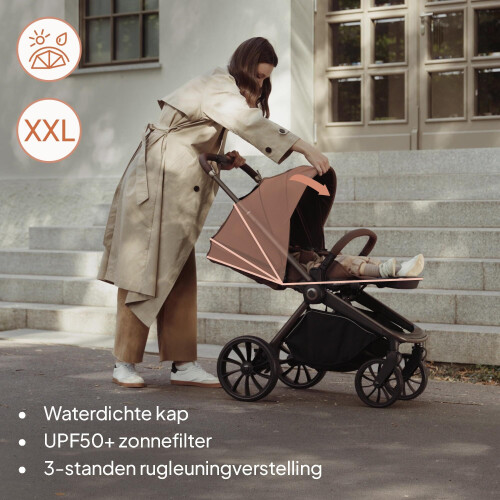Lionelo Mika Plus Kinderwagen - All-Terrain Wielen - Lichtgewicht 10,9 kg - Verstelbare Zitting - XXL Kap UPF 50+ - Compact Opvouwbaar - Inclusief Accessoires Tweedehands