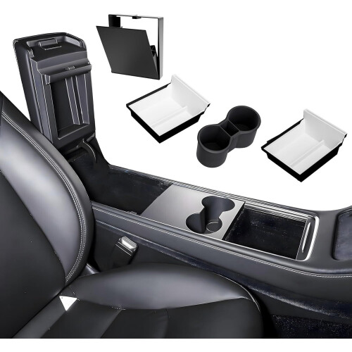 loonara® SpaceMax Elite - Middenconsole Organizer - Perfecte pasvorm Tesla Model 3 & Y - Ruimtebesparend ontwerp
