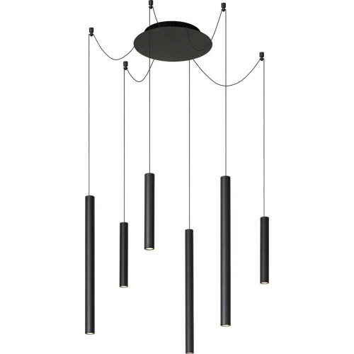 Lucide LORENZ - Hanglamp -Ø 120 cm - Dimbaar LED 6x4W 3000K - Zwart