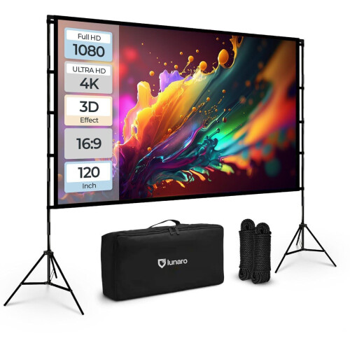 Lunaro Projectiescherm 120 inch - Projectiescherm - Dubbelzijdig - Kreukelvrij - Compacte Draagtas - Statief - 16:09