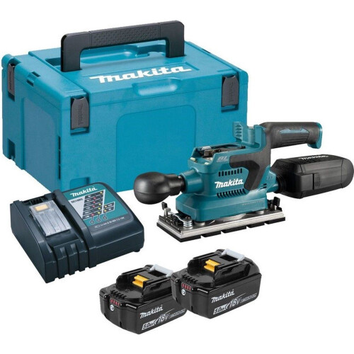 Makita DBO380RTJ - Accu Vlakschuurmachine 18V 5.0Ah - Stofafzuiging - Klembevestiging