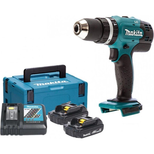 Makita DHP453RYJ - Klopboor-/schroefmachine - 18V Li-Ion met 2 accu's (2x 1.5Ah) Tweedehands