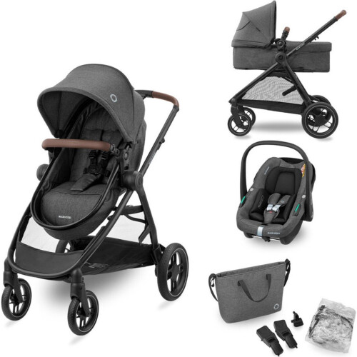 Maxi-Cosi Zelia S Trio - 3-in-1 Kinderwagen met Autostoeltje en Luiertas - Dark Grey