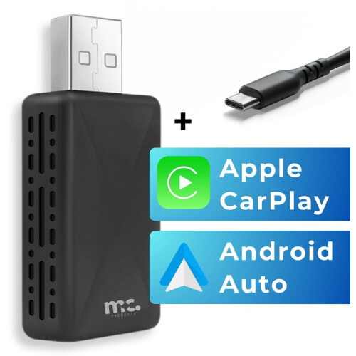 MC Products Carplay Dongle - Draadloze USB-adapter voor Apple Carplay & Android Auto - Snelle connectie - Model (2025)