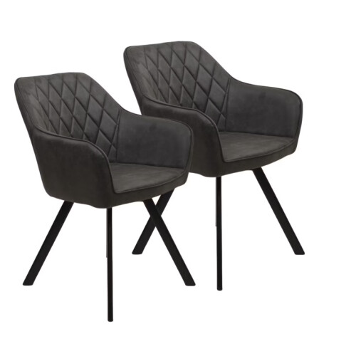 Meubel31 Brione Draaibare Eetkamerstoel Grijs– 55x83x88 cm – Ergonomisch&Stijlvol - set van 2 Tweedehands