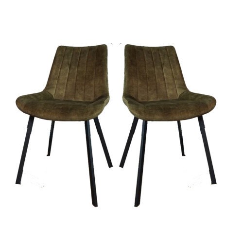 Meubel31 Riva Eetkamerstoelen - Duopack - Luxe Velvet & Metaal Frame - Groen