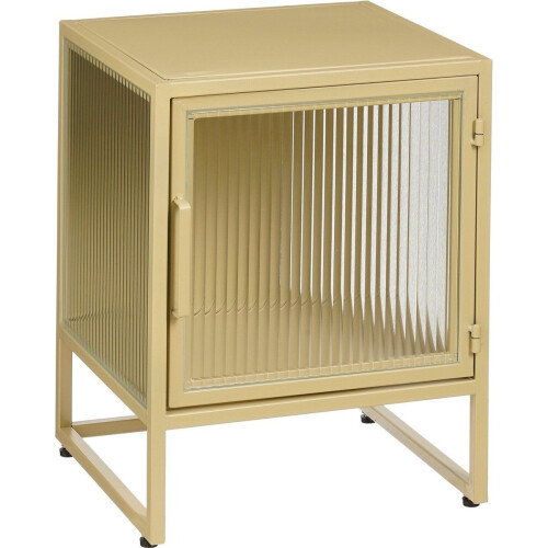 Mica Decorations Clifton - Opbergkast met Deuren - Compact met geribbeld glazen paneel - Beige