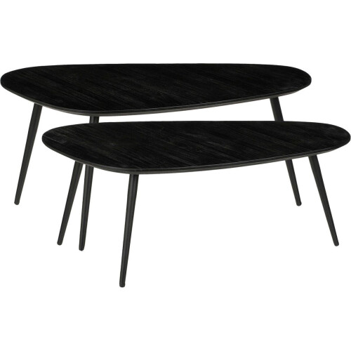 Mica Decorations Jailey - Bijzettafel - Set van 2 - Gerecycled Hout - Zwart (2 stuks)