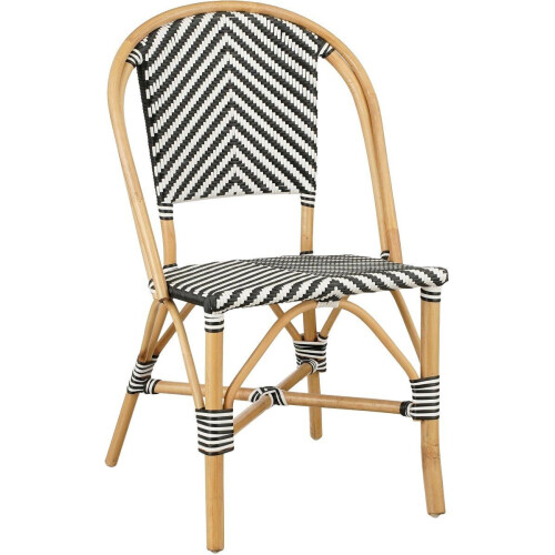 Mica Decorations Mandox - Bistrostoel - Rotan zwart-wit - L51 x B57 x H90 cm