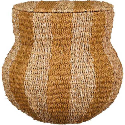 Mica Decorations Tacoma Opbergmand met Deksel - H47 xØ50 cm - Jute - Geel