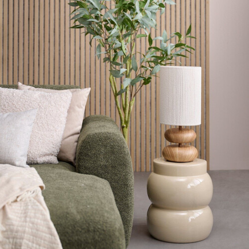 Mica Decorations Vendi Bijzettafel - H40 xØ35 cm - Keramiek - Crème Tweedehands