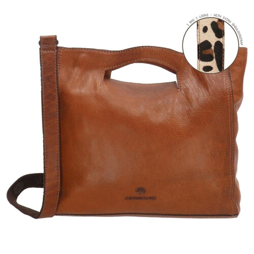Micmacbags Wildlife Handtas - Leren schoudertas met ritsvak - Bruin