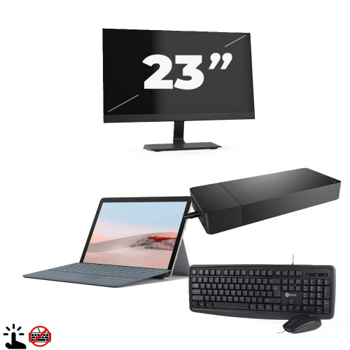 Microsoft Surface Go 2 (Zonder Toetsenbord) - Intel Core m3-8e Generatie - 10 inch - Touch - 4GB RAM - 64GB SSD - Windows 11 Home + 1x 23 inch Monitor Tweedehands