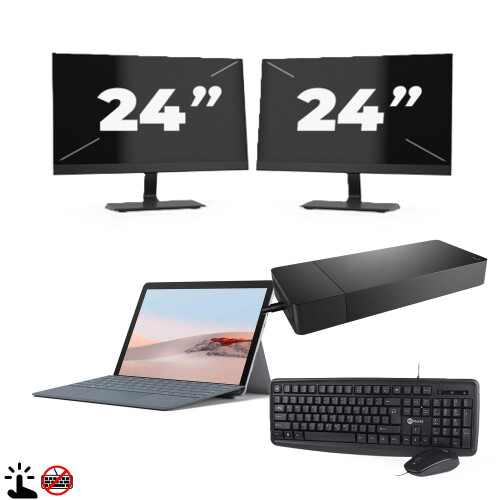 Microsoft Surface Go 2 (Zonder Toetsenbord) - Intel Core m3-8e Generatie - 10 inch - Touch - 4GB RAM - 64GB SSD - Windows 11 Home + 2x 24 inch Monitor Tweedehands