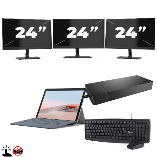 Microsoft Surface Go 2 (Zonder Toetsenbord) - Intel Core m3-8e Generatie - 10 inch - Touch - 4GB RAM - 64GB SSD - Windows 11 Home + 3x 24 inch Monitor Tweedehands