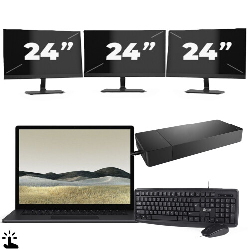 Microsoft Surface Laptop 3 - Intel Core i5-10e Generatie - 13 inch - Touch - 8GB RAM - 256GB SSD - Windows 11 Home + 3x 24 inch Monitor Tweedehands